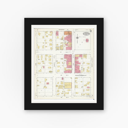 Old map wall art mockup — black gallery frame with white mat — Sanborn Fire Insurance Map from Hutchinson, Mcleod County, Minnesota (1917), Sheet #0003