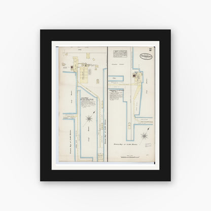 Old map wall art mockup — black gallery frame with white mat — Sanborn Fire Insurance Map from Tawas City, Iosco County, Michigan (1884), Sheet #0002