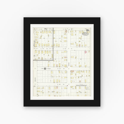 Old map wall art mockup — black gallery frame with white mat — Sanborn Fire Insurance Map from Manitowoc, Manitowoc County, Wisconsin (1912), Sheet #0029