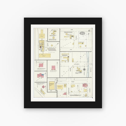 Old map wall art mockup — black gallery frame with white mat — Sanborn Fire Insurance Map from Snyder, Scurry County, Texas (1920), Sheet #0004