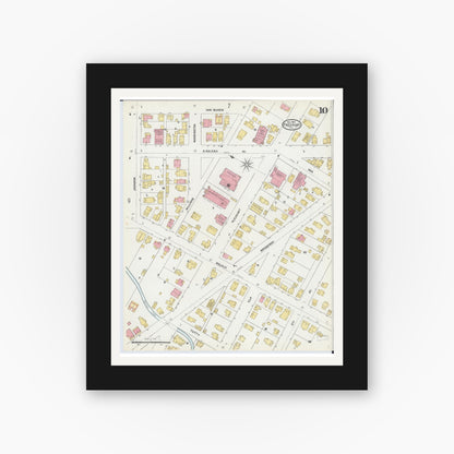 Old map wall art mockup — black gallery frame with white mat — Sanborn Fire Insurance Map from Freeport, Stephenson County, Illinois (1904), Sheet #0010