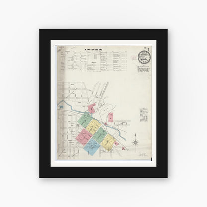 Old map wall art mockup — black gallery frame with white mat — Sanborn Fire Insurance Map from Jackson, Jackson County, Ohio (1897) - Complete Map Set