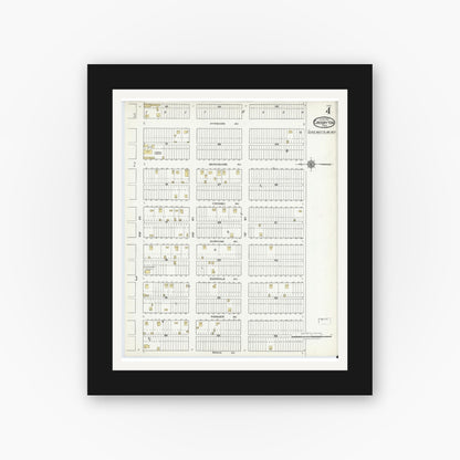 Old map wall art mockup — black gallery frame with white mat — Sanborn Fire Insurance Map from Crosbyton, Crosby County, Texas (1921), Sheet #0004