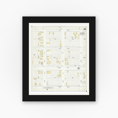 Old map wall art mockup — black gallery frame with white mat — Sanborn Fire Insurance Map from Ashland, Ashland County, Wisconsin (1901), Sheet #0015