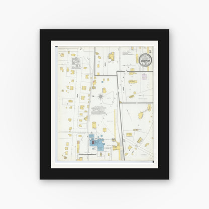 Old map wall art mockup — black gallery frame with white mat — Sanborn Fire Insurance Map from Champion, Marquette County, Michigan (1902), Sheet #0001