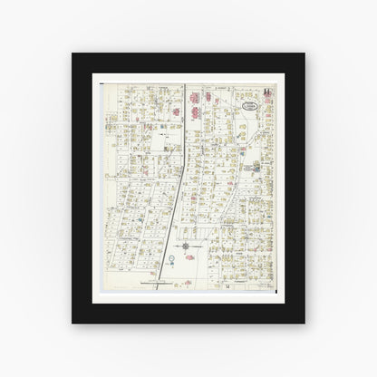 Old map wall art mockup — black gallery frame with white mat — Sanborn Fire Insurance Map from Logan, Hocking County, Ohio (1914), Sheet #0014