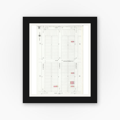 Old map wall art mockup — black gallery frame with white mat — Sanborn Fire Insurance Map from Chicago, Cook County, Illinois (1920), Sheet #0013