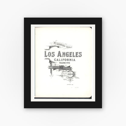 Old map wall art mockup — black gallery frame with white mat — Sanborn Fire Insurance Map from Los Angeles, Los Angeles County, California (1954), Sheet #0001