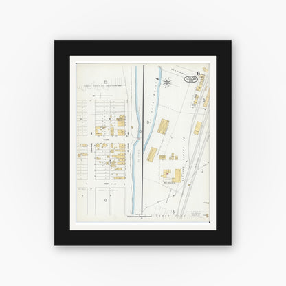 Old map wall art mockup — black gallery frame with white mat — Sanborn Fire Insurance Map from Cloquet, Carlton County, Minnesota (1901), Sheet #0006
