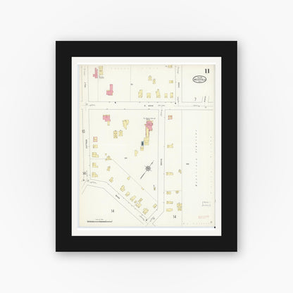 Old map wall art mockup — black gallery frame with white mat — Sanborn Fire Insurance Map from Westfield, Chautauqua County, New York (1912), Sheet #0011