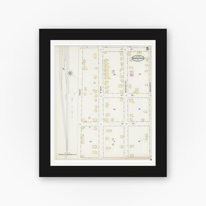 Old map wall art mockup — black gallery frame with white mat — Sanborn Fire Insurance Map from Susquehanna, Susquehanna County, Pennsylvania (1892), Sheet #0005