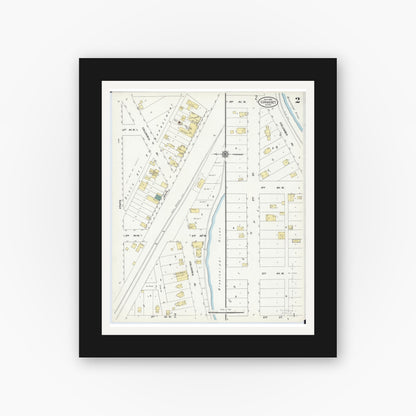 Old map wall art mockup — black gallery frame with white mat — Sanborn Fire Insurance Map from Cohasset, Itasca County, Minnesota (1909), Sheet #0002