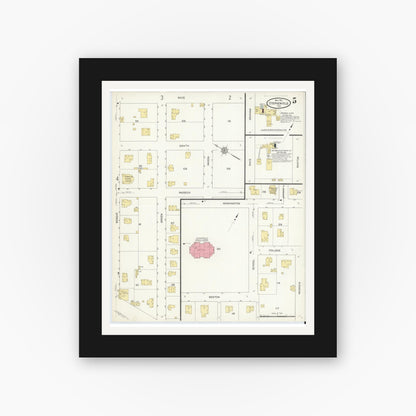 Old map wall art mockup — black gallery frame with white mat — Sanborn Fire Insurance Map from Stephenville, Erath County, Texas (1912), Sheet #0005