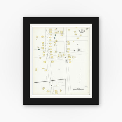 Old map wall art mockup — black gallery frame with white mat — Sanborn Fire Insurance Map from Lakewood, Ocean County, New Jersey (1909), Sheet #0017