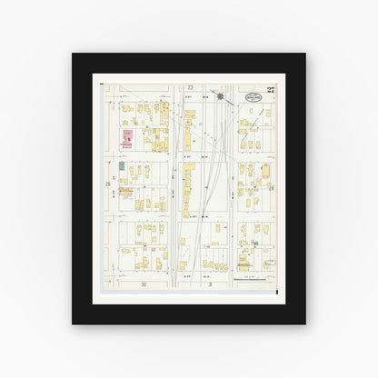Old map wall art mockup — black gallery frame with white mat — Sanborn Fire Insurance Map from Ashland, Ashland County, Wisconsin (1909), Sheet #0027
