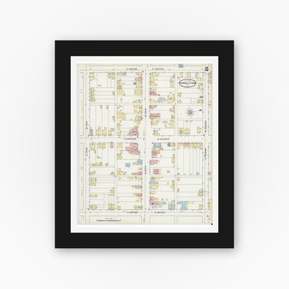 Old map wall art mockup — black gallery frame with white mat — Sanborn Fire Insurance Map from Hummelstown, Dauphin County, Pennsylvania (1895), Sheet #0002