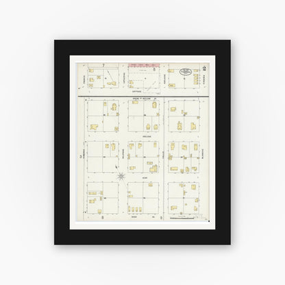 Old map wall art mockup — black gallery frame with white mat — Sanborn Fire Insurance Map from Terrell, Kaufman County, Texas (1897), Sheet #0002