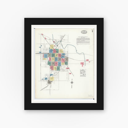 Old map wall art mockup — black gallery frame with white mat — Sanborn Fire Insurance Map from Alliance, Stark County, Ohio (1911), Sheet #0001
