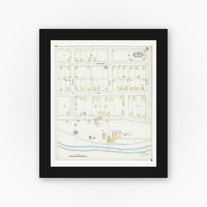 Old map wall art mockup — black gallery frame with white mat — Sanborn Fire Insurance Map from Salineville, Columbiana County, Ohio (1895), Sheet #0005