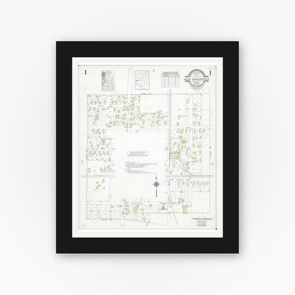 Old map wall art mockup — black gallery frame with white mat — Sanborn Fire Insurance Map from West Manchester, Preble County, Ohio (1947) - Complete Map Set