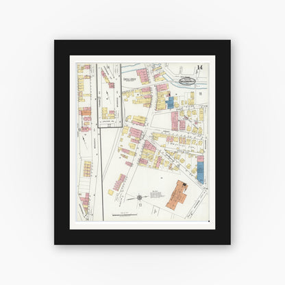 Old map wall art mockup — black gallery frame with white mat — Sanborn Fire Insurance Map from Turtle Creek Valley, Allegheny County, Pennsylvania (1919), Sheet #0014