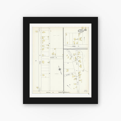 Old map wall art mockup — black gallery frame with white mat — Sanborn Fire Insurance Map from Old Forge, Lackawanna County, Pennsylvania (1914), Sheet #0025
