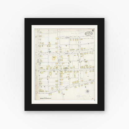 Old map wall art mockup — black gallery frame with white mat — Sanborn Fire Insurance Map from South Fork, Cambria County, Pennsylvania (1895), Sheet #0002