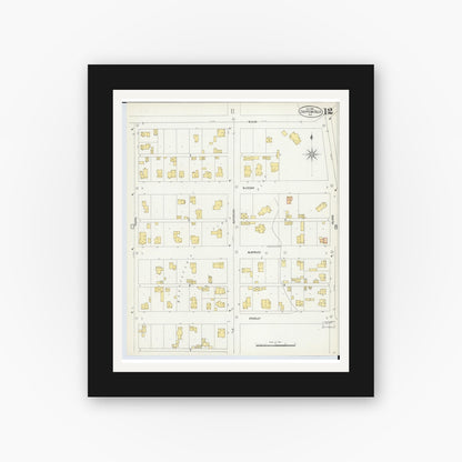 Old map wall art mockup — black gallery frame with white mat — Sanborn Fire Insurance Map from Chippewa Falls, Chippewa County, Wisconsin (1903), Sheet #0012