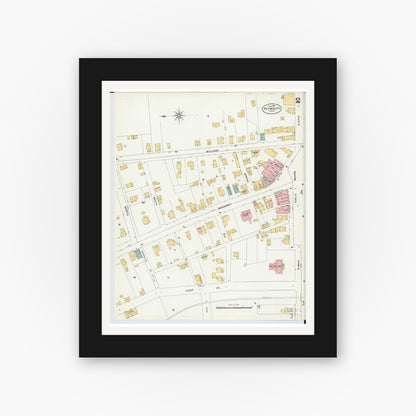 Old map wall art mockup — black gallery frame with white mat — Sanborn Fire Insurance Map from Plymouth, Huron And Richland Counties, Ohio (1904), Sheet #0002