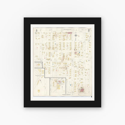 Old map wall art mockup — black gallery frame with white mat — Sanborn Fire Insurance Map from Tomah, Monroe County, Wisconsin (1944), Sheet #0005