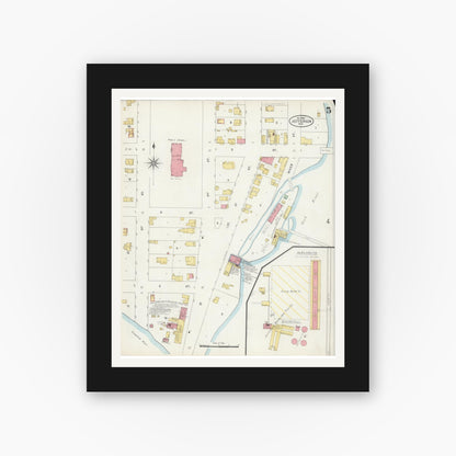 Old map wall art mockup — black gallery frame with white mat — Sanborn Fire Insurance Map from Jefferson, Jefferson County, Wisconsin (1898), Sheet #0005