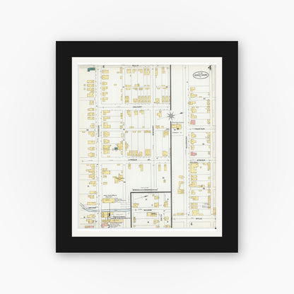 Old map wall art mockup — black gallery frame with white mat — Sanborn Fire Insurance Map from Jersey Shore, Lycoming County, Pennsylvania (1901), Sheet #0004