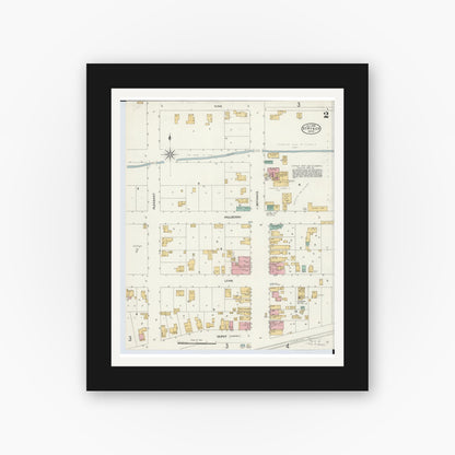Old map wall art mockup — black gallery frame with white mat — Sanborn Fire Insurance Map from Stryker, Williams County, Ohio (1905), Sheet #0002