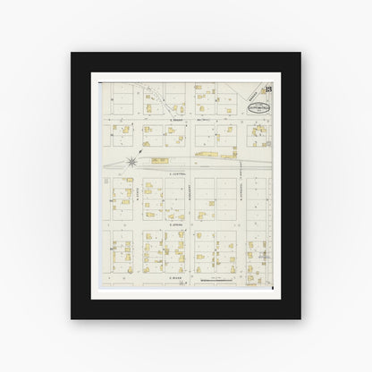 Old map wall art mockup — black gallery frame with white mat — Sanborn Fire Insurance Map from Chippewa Falls, Chippewa County, Wisconsin (1895), Sheet #0013