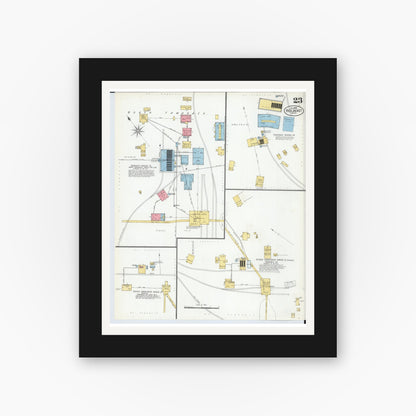 Old map wall art mockup — black gallery frame with white mat — Sanborn Fire Insurance Map from Red Jacket, Houghton County, Michigan (1900), Sheet #0023
