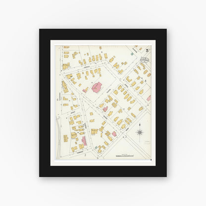 Old map wall art mockup — black gallery frame with white mat — Sanborn Fire Insurance Map from Carthage, Jefferson County, New York (1902), Sheet #0005