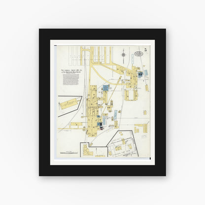 Old map wall art mockup — black gallery frame with white mat — Sanborn Fire Insurance Map from Onaway, Presque Isle County, Michigan (1915), Sheet #0005