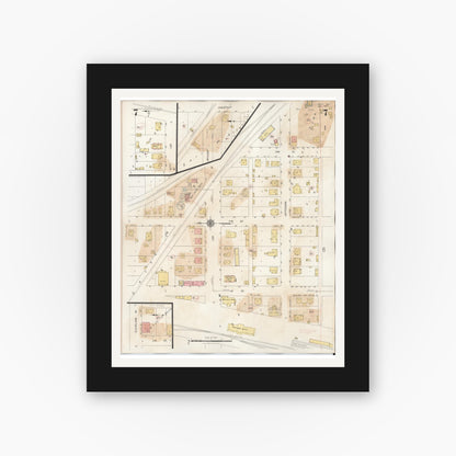 Old map wall art mockup — black gallery frame with white mat — Sanborn Fire Insurance Map from Hayti, Pemiscot County, Missouri (1944), Sheet #0007