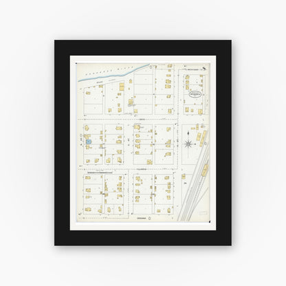 Old map wall art mockup — black gallery frame with white mat — Sanborn Fire Insurance Map from Momence, Kankakee County, Illinois (1907), Sheet #0008