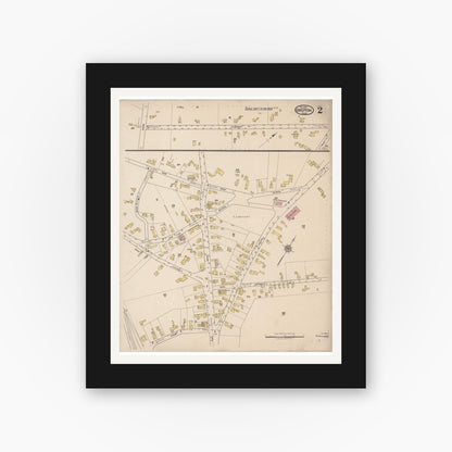 Old map wall art mockup — black gallery frame with white mat — Sanborn Fire Insurance Map from Groton, Middlesex County, Massachusetts (1921), Sheet #0002