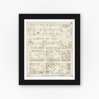 Old map wall art mockup — black gallery frame with white mat — Sanborn Fire Insurance Map from Philipsburg, Centre County, Pennsylvania (1887), Sheet #0002