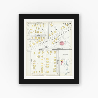 Old map wall art mockup — black gallery frame with white mat — Sanborn Fire Insurance Map from Chicopee, Hampden County, Massachusetts (1902), Sheet #0018