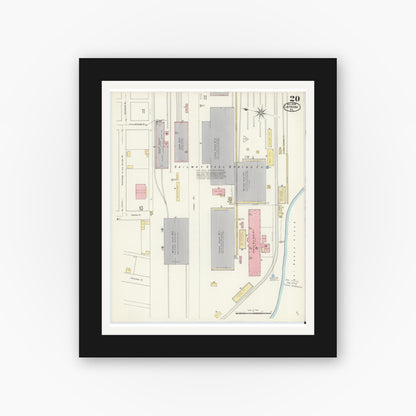 Old map wall art mockup — black gallery frame with white mat — Sanborn Fire Insurance Map from Latrobe, Westmoreland County, Pennsylvania (1909), Sheet #0020