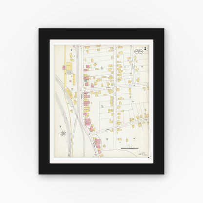 Old map wall art mockup — black gallery frame with white mat — Sanborn Fire Insurance Map from Pittston, Luzerne County, Pennsylvania (1903), Sheet #0002
