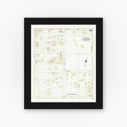Old map wall art mockup — black gallery frame with white mat — Sanborn Fire Insurance Map from Saint Augustine, Saint John's County, Florida (1910), Sheet #0019