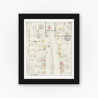 Old map wall art mockup — black gallery frame with white mat — Sanborn Fire Insurance Map from Cobden, Union County, Illinois (1894) - Complete Map Set