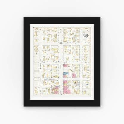 Old map wall art mockup — black gallery frame with white mat — Sanborn Fire Insurance Map from Tomah, Monroe County, Wisconsin (1912), Sheet #0004