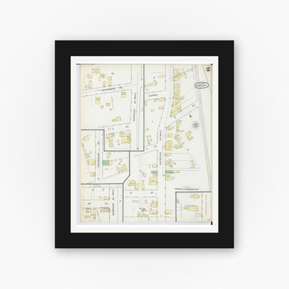 Old map wall art mockup — black gallery frame with white mat — Sanborn Fire Insurance Map from Baraga, Baraga County, Michigan (1892), Sheet #0002