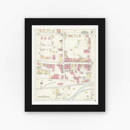 Old map wall art mockup — black gallery frame with white mat — Sanborn Fire Insurance Map from Canonsburg, Washington County, Pennsylvania (1913), Sheet #0002