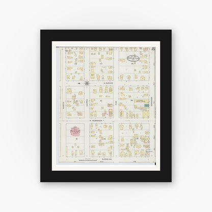 Old map wall art mockup — black gallery frame with white mat — Sanborn Fire Insurance Map from Appleton, Outagamie County, Wisconsin (1886), Sheet #0008
